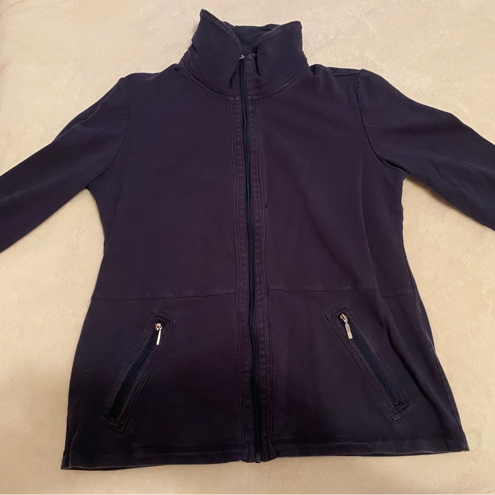 Navy Blue Zip Up Sweater.